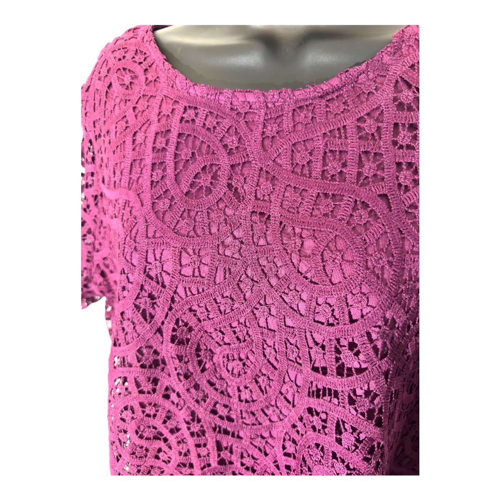 Philosophy Women's Short Sleeve Scoop Neck Lace Top Size S - Picture 3 of 5